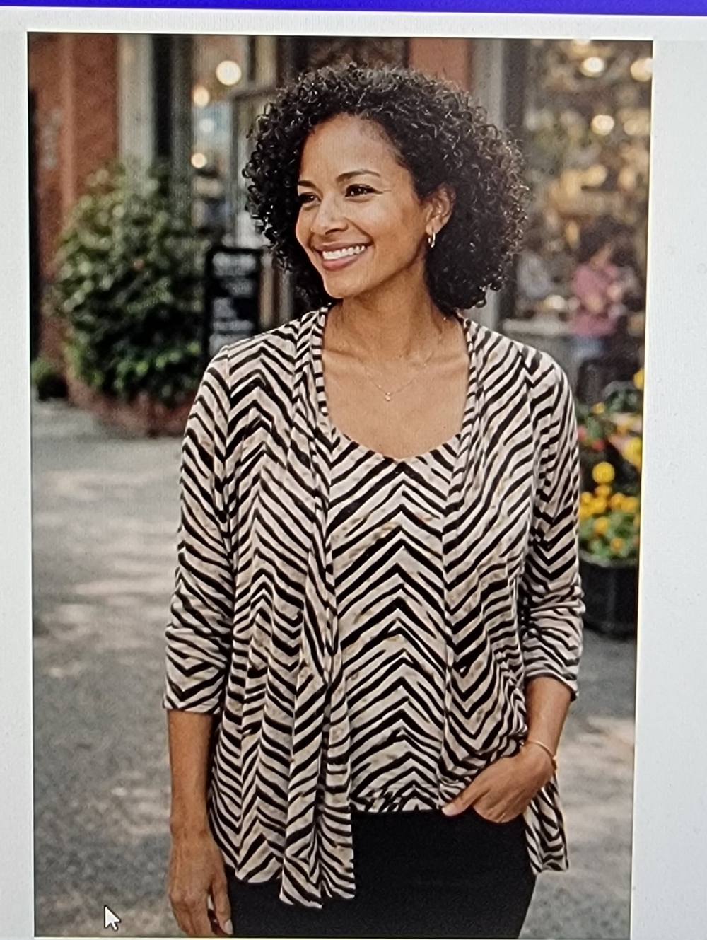JM Collection Petite Large Animal Print Matching Twinset Brown Black